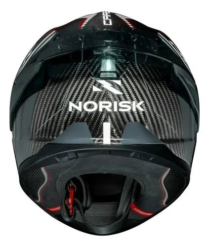 Capacete Norisk Carbon R Team com 2 Viseiras e Spoiler Vermelho Branco Brilhante Tamanho 62/XL
