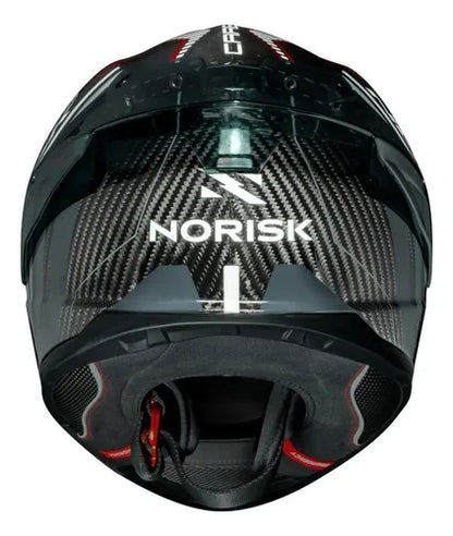 Capacete Norisk Carbon R Team com 2 Viseiras e Spoiler Vermelho Branco Brilhante Tamanho 62/XL