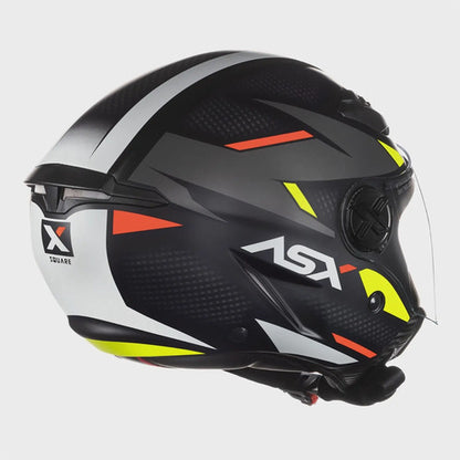 Capacete Aberto ASX City Air Square Preto Grafite Amarelo Fosco
