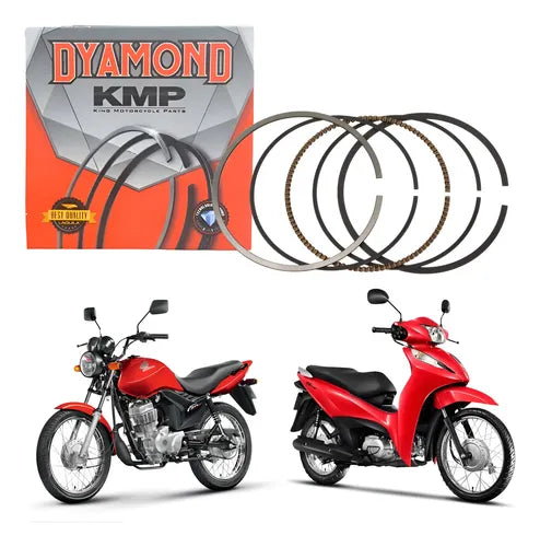 Jogo de Anéis do Pistão KMP Dyamond Honda Cg 125 Titan Fan 2009 a 2018 Biz 125 2005 a 2025 1,00