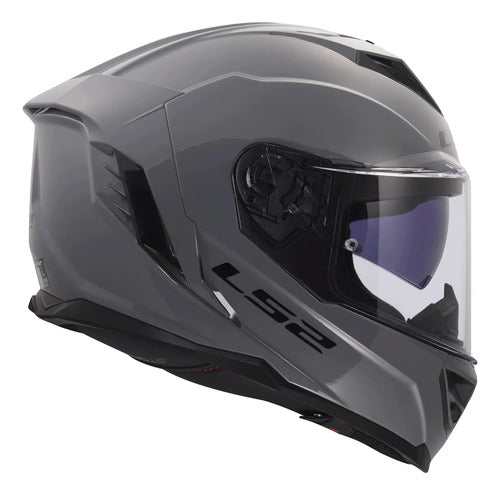 Capacete LS2 FF818 Storm III Solid com Óculos Solar Interno Cinza Brilhante Tamanho 60/L