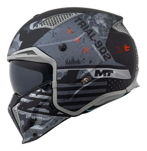 Capacete MT Helmets Streetfighter SV S Belic com Óculos Solar Interno Cinza Fosco