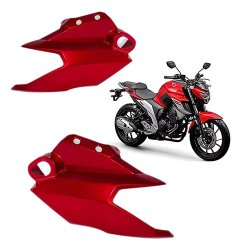 Par de Carenagens Laterais do Farol Paramotos Yamaha Fazer Fz25 250 2018 a 2021 Vermelho Metálico