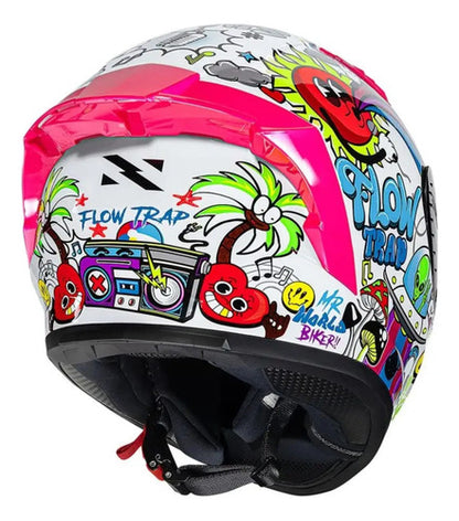 Capacete Norisk Flow Trap com 2 Viseiras e Spoiler Branco Colorido Tamanho 60/L