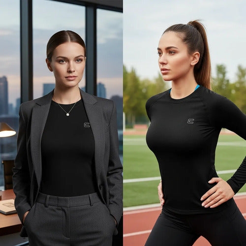Camiseta Térmica Segunda Pele Curtlo Thermoskin Manga Longa Feminina Preto