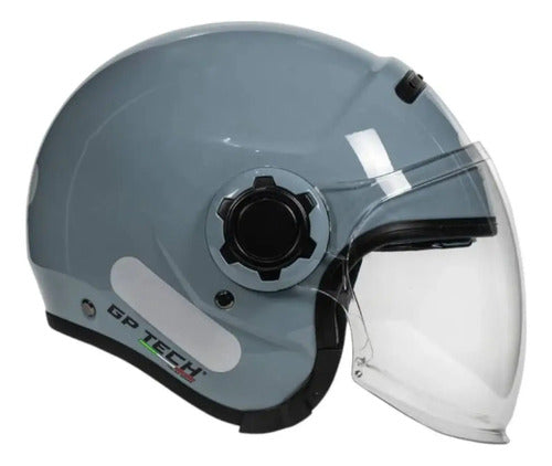 Capacete Aberto GP Tech Zoom Solid com Óculos Solar Interno Cinza Metálico Tamanho 58