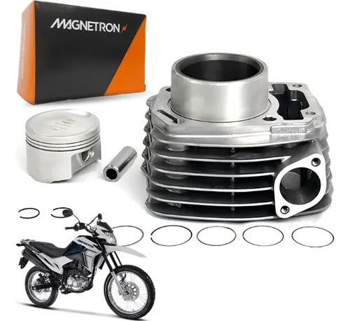 Kit Cilindro Pistão e Anéis Magnetron Honda Bros Cg 160 Titan Fan Start Cargo