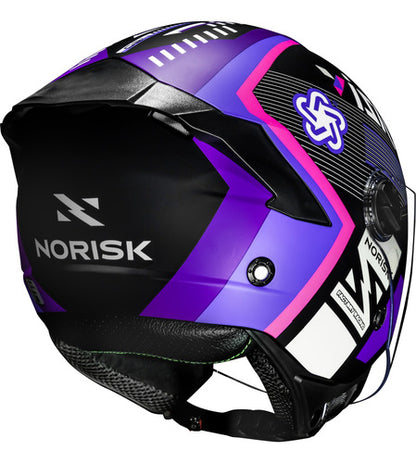 Capacete Aberto Norisk Neo Vizion Preto Roxo Fosco