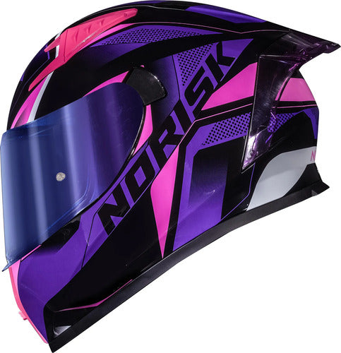 Capacete Norisk Flow Pulse com Spoiler Roxo Rosa Tamanho 56/S