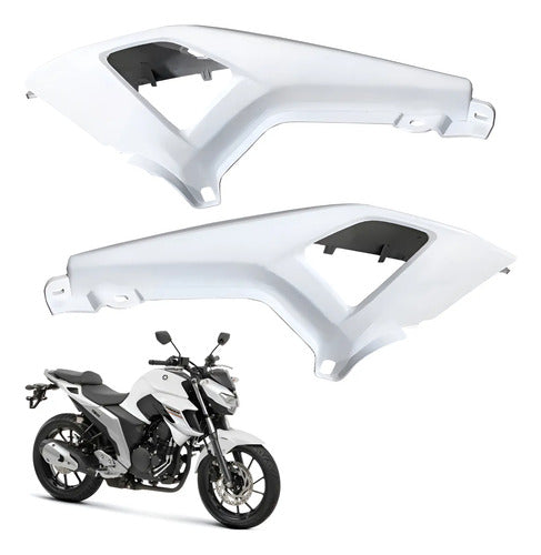 Par de Rabetas Laterais Paramotos Yamaha Fazer Fz25 250 2018 a 2024 Branco