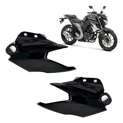 Par de Carenagens Laterais do Farol Paramotos Yamaha Fazer Fz25 250 2018 a 2021 Preto Brilhante