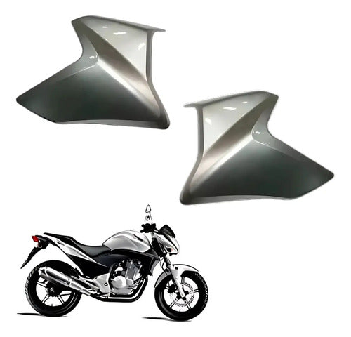 Par de Guias de Ar Abas do Tanque Paramotos Honda Cb 300r 2009 a 2010 Prata