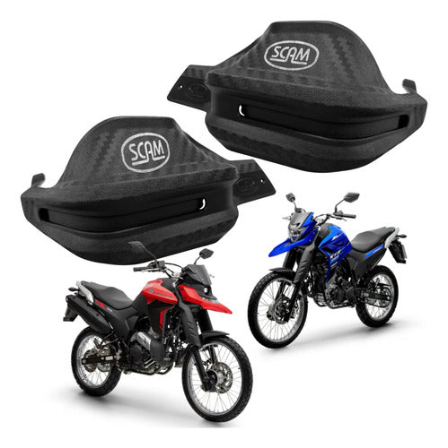 Par de Protetores de Mão Scam Yamaha Lander 250 2007 a 2026 Ténéré 250 2011 a 2018 Preto
