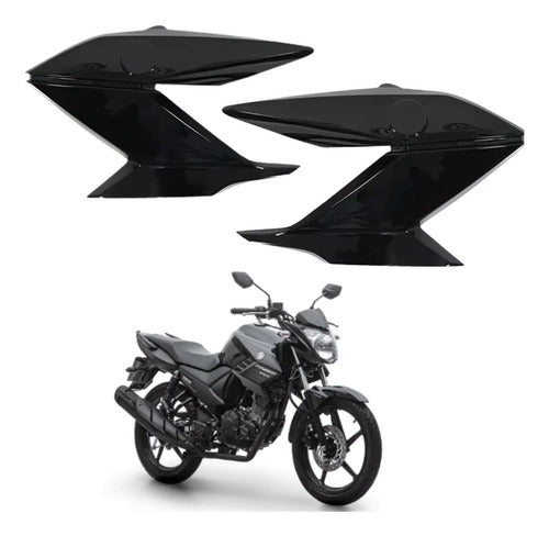 Par de Guias de Ar Abas do Tanque Paramotos Yamaha Fazer 150 2014 a 2024 Preto Brilhante