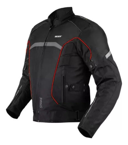 Jaqueta Texx New Strike V2 Impermeável com Proteção Masculina Preto Vermelho Tamanho 3XL