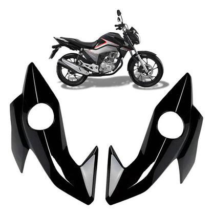 Par de Carenagens Laterais do Farol Paramotos Honda Cg 160 Titan 2016 a 2019 Preto Brilhante