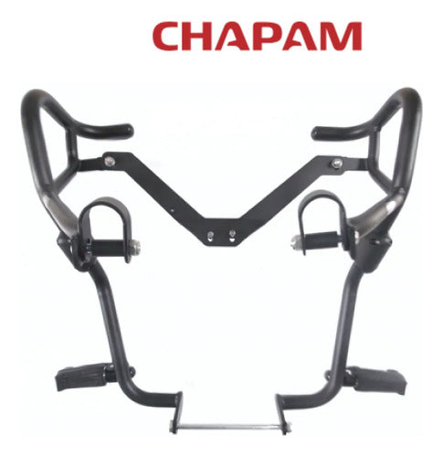 Protetor de Motor com Pedaleira Chapam Yamaha Lander 250 2019 a 2024 Preto Fosco