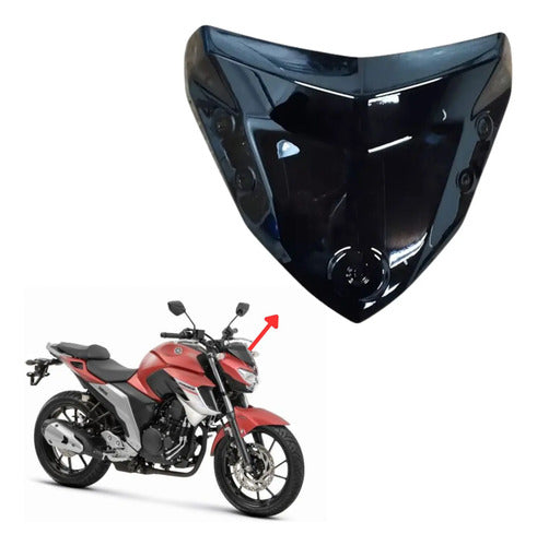 Capa Superior do Farol Paramotos Yamaha Fazer Fz25 250 2018 a 2021 Preto Brilhante
