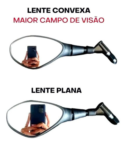 Par de Retrovisores GVS RVG Haste Curta Universal Rosca Honda Lente Convexa