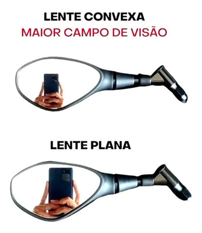 Par de Retrovisores GVS RVG Haste Curta Universal Rosca Honda Lente Convexa