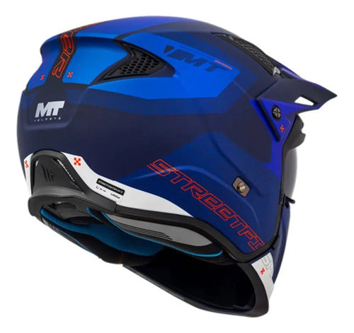 Capacete MT Helmets Streetfighter SV Totem com Óculos Solar Interno Azul Fosco Tamanho 58