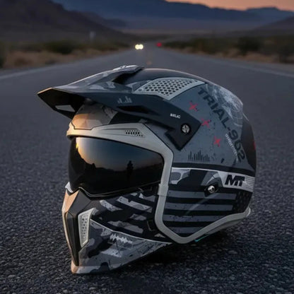 Capacete MT Helmets Streetfighter SV S Belic com Óculos Solar Interno Cinza Fosco