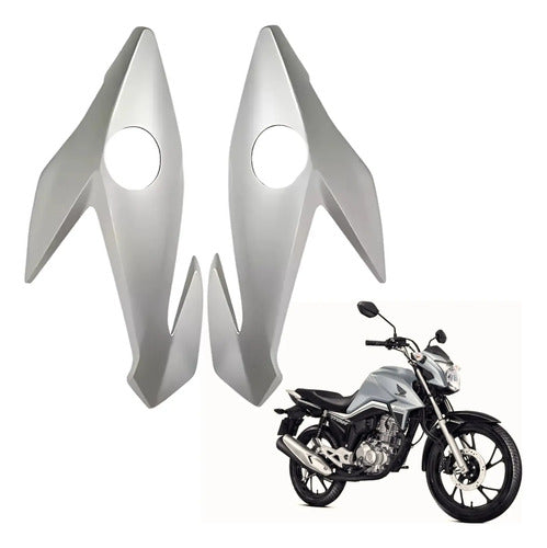 Bananinha Par de Carenagens Laterais do Farol Paramotos Honda Cg 160 Titan Fan 2022 a 2024 Prata