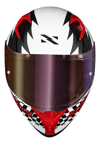Capacete Norisk Flow Daytona com 2 Viseiras e Spoiler Branco Vermelho
