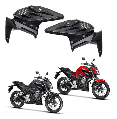 Par de Complementos da Capa do Tanque Paramotos Honda Cb 300f Twister 2023 a 2025 Preto
