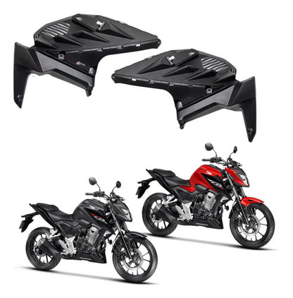 Par de Complementos da Capa do Tanque Paramotos Honda Cb 300f Twister 2023 a 2025 Preto