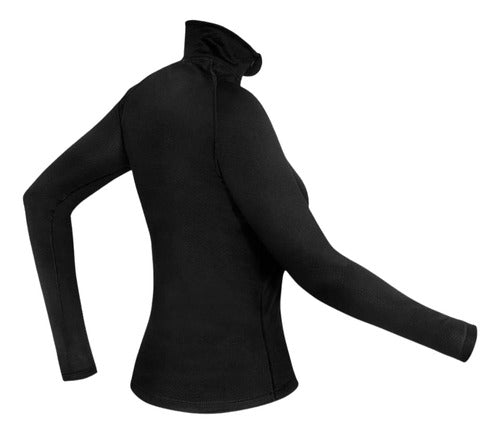 Blusa Térmica Segunda Pele Curtlo Thermoskin Gola Alta com Meio Zíper Feminina Preto