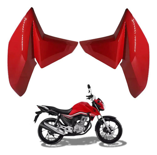 Par de Aletas Abas do Tanque Paramotos Honda Cg 160 Titan 2016 a 2021 Vermelho