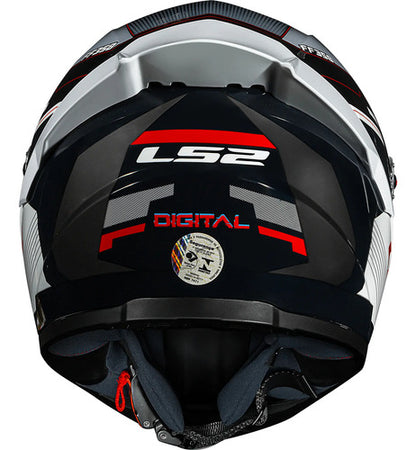 Capacete LS2 FF358 S Digital com Spoiler Preto Branco Vermelho Brilhante