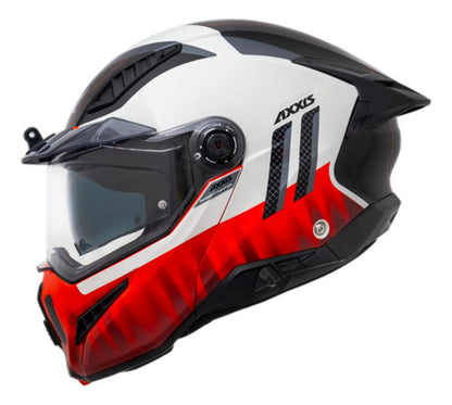 Capacete Escamoteável Axxis Ghostfighter SV Grid Branco Vermelho Brilhante Tamanho 58