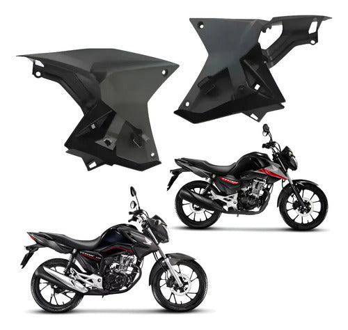 Par de Acabamentos Internos da Aba do Tanque Paramotos Honda Cg 160 Titan 2016 a 2021 Preto
