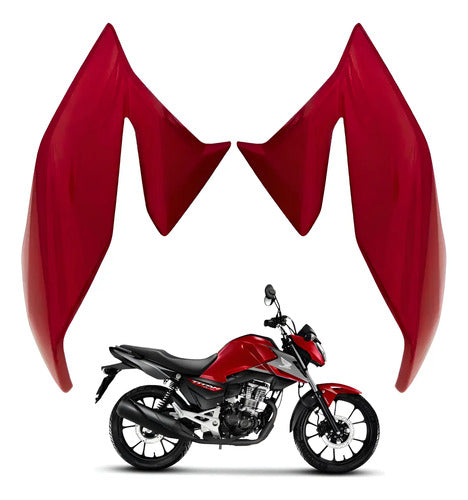 Par de Aletas Abas do Tanque Paramotos Honda Cg 160 Titan 2022 a 2024 Vermelho Pimenta