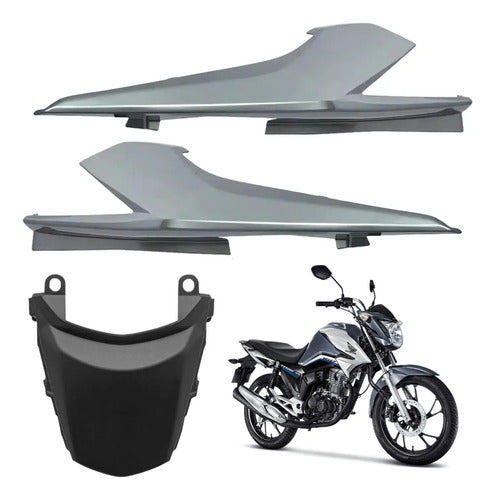 Kit Rabeta Lateral Completa Paramotos Honda Cg 160 Titan 2016 a 2024 Prata Iron Nail