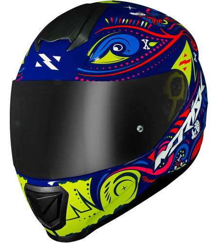 Capacete Norisk Razor Circus Azul Amarelo Brilhante Tamanho 62/XL