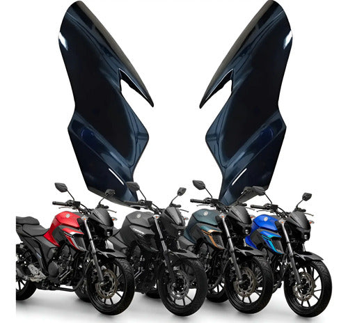 Par de Carenagens Laterais do Farol Paramotos Yamaha Fazer Fz25 250 2022 a 2024 Preto Metálico