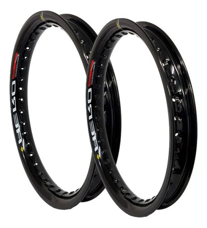 Par de Aros de Roda Aero Slim Monaco Honda Nx 400 Falcon 2.15x21 e 2.50x17 Preto Brilhante