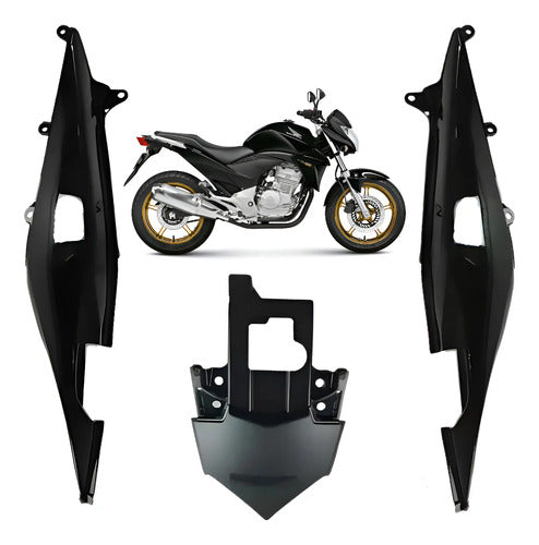 Kit Rabeta Lateral Completa Paramotos Honda Cb 300r 2009 em diante Preto Adaptável Brilhante