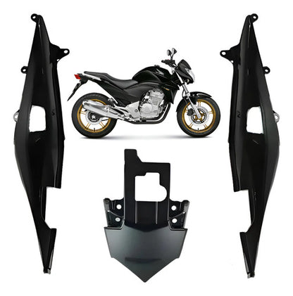 Kit Rabeta Lateral Completa Paramotos Honda Cb 300r 2009 em diante Preto Adaptável Brilhante