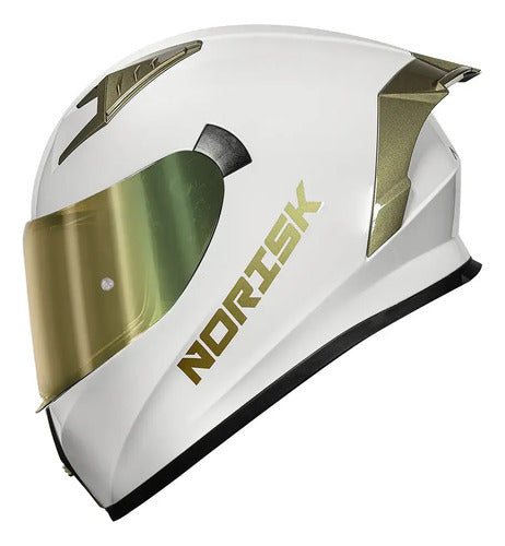Capacete Norisk Flow Solid com Spoiler Branco Dourado Brilhante