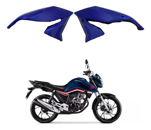 Par de Aletas Abas do Tanque Paramotos Honda Cg 160 Titan 2022 a 2024 Azul Cruzeiro