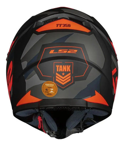 Capacete LS2 FF358 Tank Preto Laranja Fosco Tamanho 62/XL
