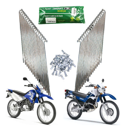 Jogo de Raios Traseiro Smartfox Yamaha Xtz 125 Xt 225 3,5 mm Cromado