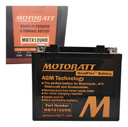 Bateria Motobatt MBTX12U-HD AGM 12V 14Ah Yamaha Super Ténéré 1200 BMW F 750 Gs 850 Gs R 1200 S