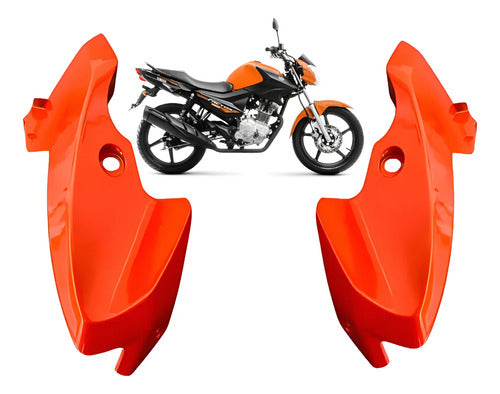 Par de Carenagens Laterais do Farol Paramotos Yamaha Factor 150 2016 a 2017 Laranja Metálico