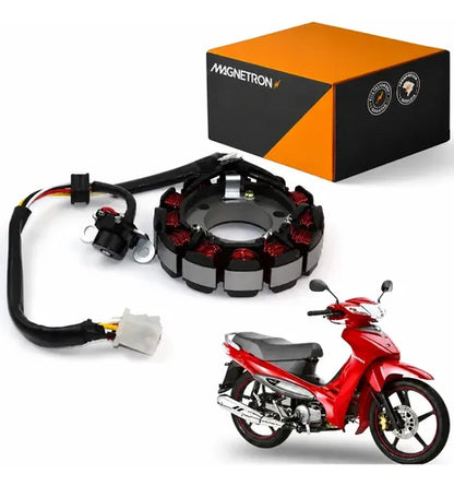 Estator com Bobina de Pulso Magnetron Dafra Zig 100 2010 em diante Yamaha Crypton 105 1998 a 2004