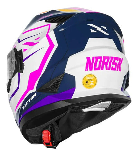 Capacete Norisk FF302 Soul II Factor com Óculos Solar Interno Branco Rosa Brilhante